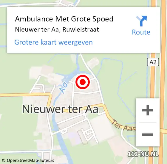 Locatie op kaart van de 112 melding: Ambulance Met Grote Spoed Naar Nieuwer ter Aa, Ruwielstraat op 5 februari 2016 22:57