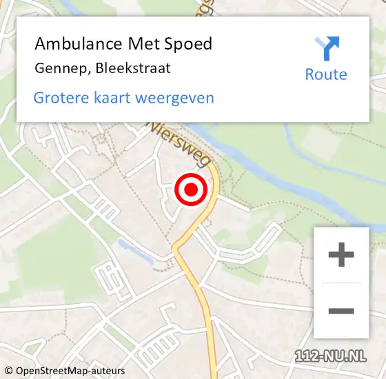Locatie op kaart van de 112 melding: Ambulance Met Spoed Naar Gennep, Bleekstraat op 5 februari 2016 23:15