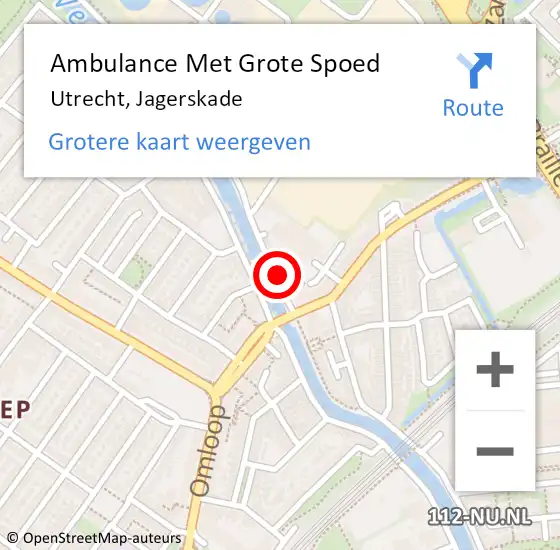 Locatie op kaart van de 112 melding: Ambulance Met Grote Spoed Naar Utrecht, Jagerskade op 5 februari 2016 23:22