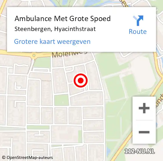 Locatie op kaart van de 112 melding: Ambulance Met Grote Spoed Naar Steenbergen, Hyacinthstraat op 5 februari 2016 23:57