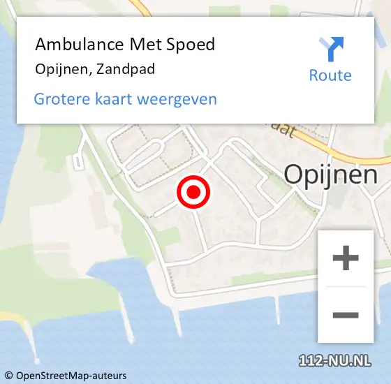 Locatie op kaart van de 112 melding: Ambulance Met Spoed Naar Opijnen, Zandpad op 6 februari 2016 00:14