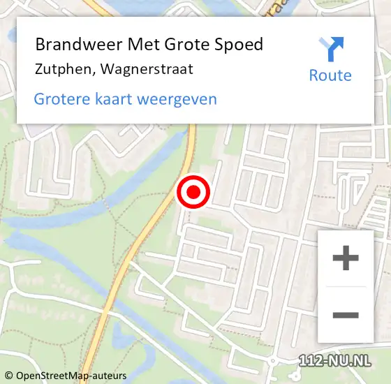 Locatie op kaart van de 112 melding: Brandweer Met Grote Spoed Naar Zutphen, Wagnerstraat op 6 februari 2016 00:41