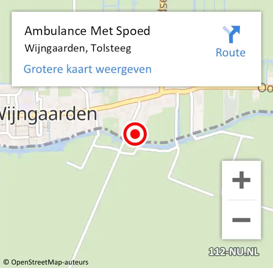 Locatie op kaart van de 112 melding: Ambulance Met Spoed Naar Wijngaarden, Tolsteeg op 6 februari 2016 00:43