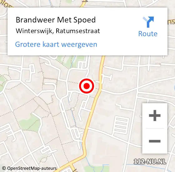 Locatie op kaart van de 112 melding: Brandweer Met Spoed Naar Winterswijk, Ratumsestraat op 6 februari 2016 01:31