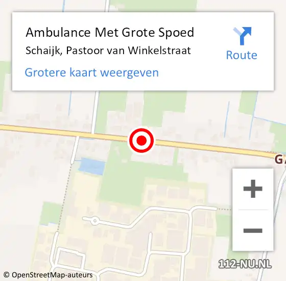 Locatie op kaart van de 112 melding: Ambulance Met Grote Spoed Naar Schaijk, Pastoor Van Winkelstraat op 6 februari 2016 01:42