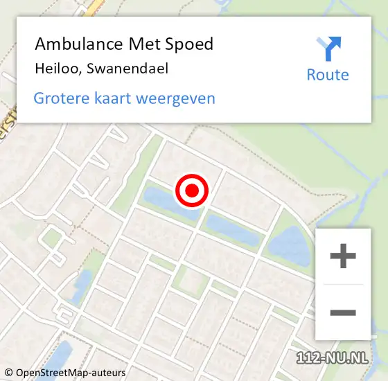 Locatie op kaart van de 112 melding: Ambulance Met Spoed Naar Heiloo, Swanendael op 6 februari 2016 02:08