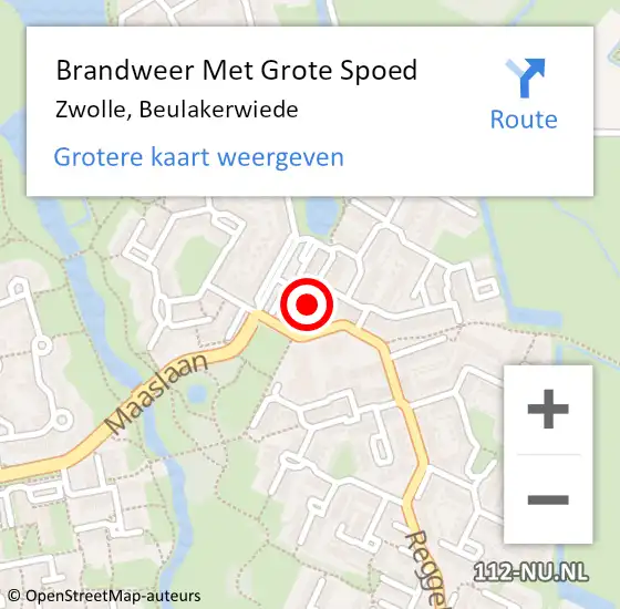 Locatie op kaart van de 112 melding: Brandweer Met Grote Spoed Naar Zwolle, Beulakerwiede op 6 februari 2016 02:21