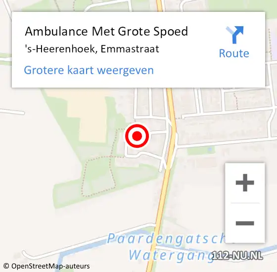 Locatie op kaart van de 112 melding: Ambulance Met Grote Spoed Naar 's-Heerenhoek, Emmastraat op 6 februari 2016 02:34