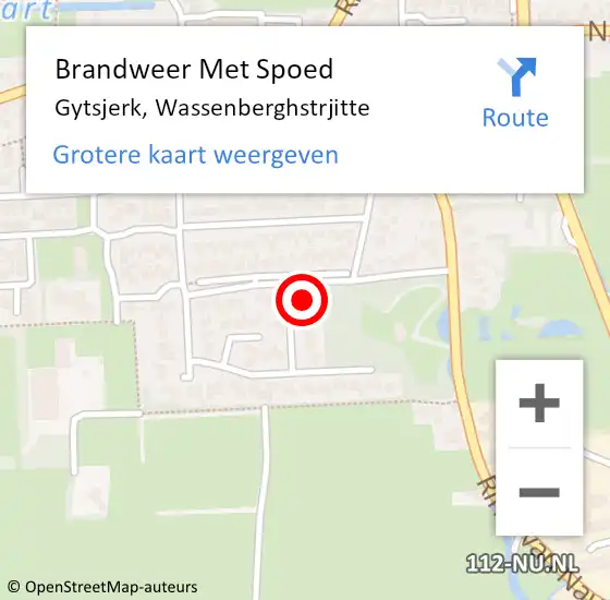 Locatie op kaart van de 112 melding: Brandweer Met Spoed Naar Gytsjerk, Wassenberghstrjitte op 5 december 2013 13:35