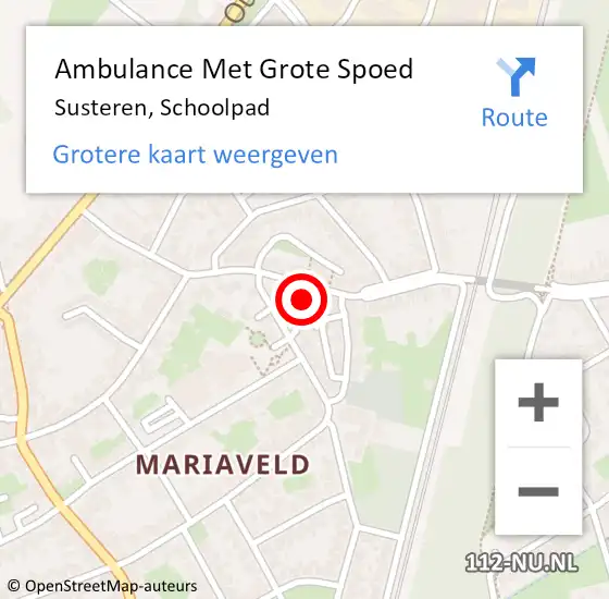 Locatie op kaart van de 112 melding: Ambulance Met Grote Spoed Naar Susteren, Schoolpad op 6 februari 2016 07:30