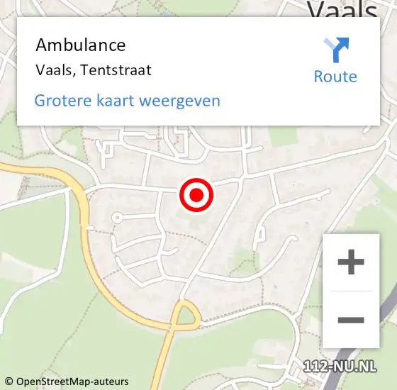 Locatie op kaart van de 112 melding: Ambulance Vaals, Tentstraat op 5 december 2013 13:39