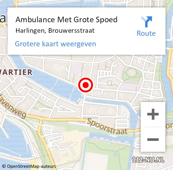 Locatie op kaart van de 112 melding: Ambulance Met Grote Spoed Naar Harlingen, Brouwersstraat op 6 februari 2016 09:28