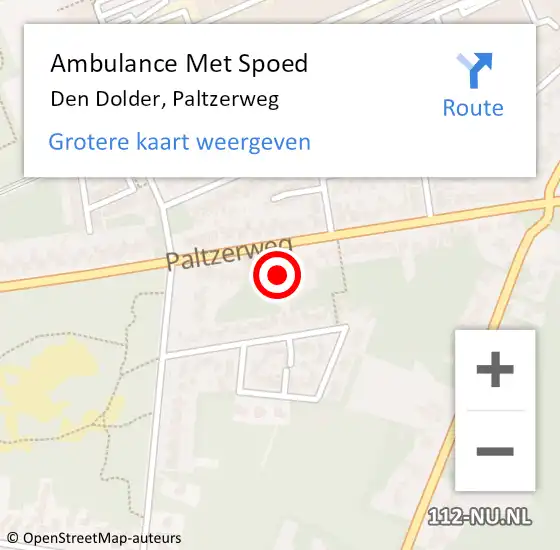 Locatie op kaart van de 112 melding: Ambulance Met Spoed Naar Den Dolder, Paltzerweg op 6 februari 2016 09:56