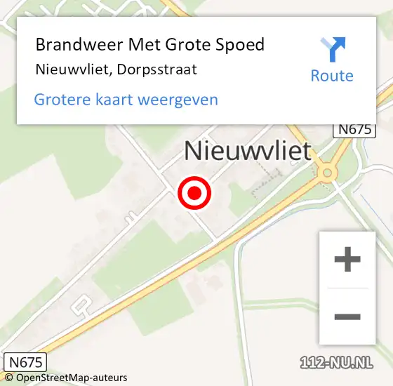 Locatie op kaart van de 112 melding: Brandweer Met Grote Spoed Naar Nieuwvliet, Dorpsstraat op 6 februari 2016 10:42