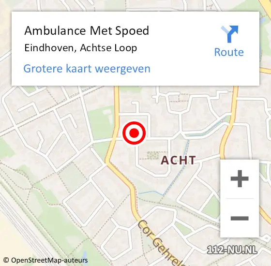 Locatie op kaart van de 112 melding: Ambulance Met Spoed Naar Eindhoven, Achtse Loop op 6 februari 2016 10:44