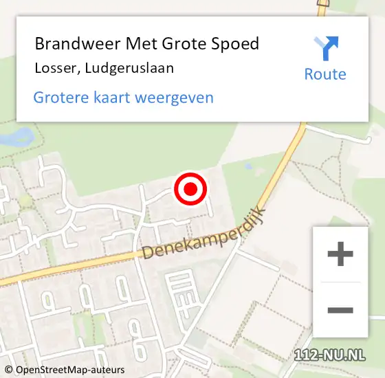 Locatie op kaart van de 112 melding: Brandweer Met Grote Spoed Naar Losser, Ludgeruslaan op 5 december 2013 13:48