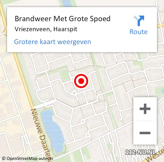 Locatie op kaart van de 112 melding: Brandweer Met Grote Spoed Naar Vriezenveen, Haarspit op 6 februari 2016 11:34