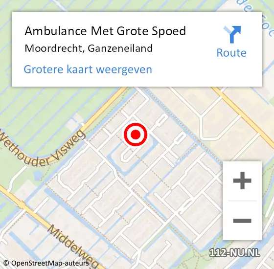 Locatie op kaart van de 112 melding: Ambulance Met Grote Spoed Naar Moordrecht, Ganzeneiland op 6 februari 2016 11:36