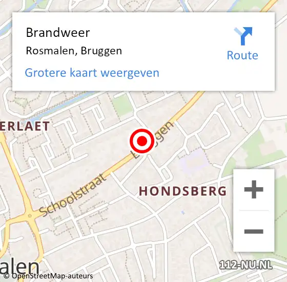 Locatie op kaart van de 112 melding: Brandweer Rosmalen, Bruggen op 6 februari 2016 13:12