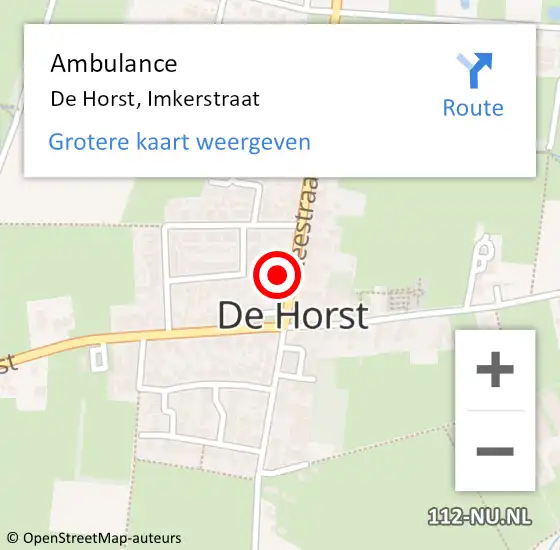 Locatie op kaart van de 112 melding: Ambulance De Horst, Imkerstraat op 6 februari 2016 13:17