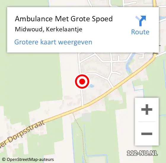 Locatie op kaart van de 112 melding: Ambulance Met Grote Spoed Naar Midwoud, Kerkelaantje op 6 februari 2016 13:27