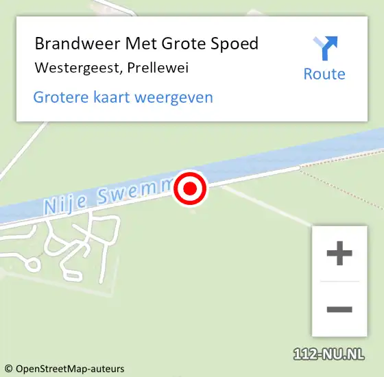 Locatie op kaart van de 112 melding: Brandweer Met Grote Spoed Naar Westergeest, Prellewei op 6 februari 2016 13:37