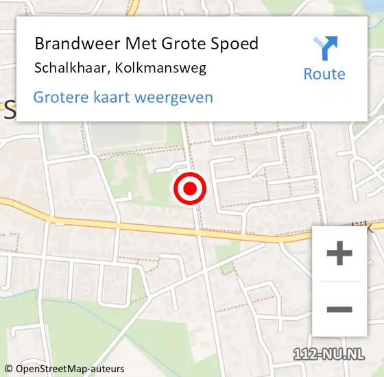 Locatie op kaart van de 112 melding: Brandweer Met Grote Spoed Naar Schalkhaar, Kolkmansweg op 6 februari 2016 15:01