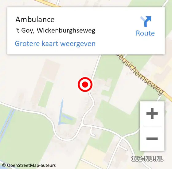 Locatie op kaart van de 112 melding: Ambulance 't Goy, Wickenburghseweg op 6 februari 2016 15:45