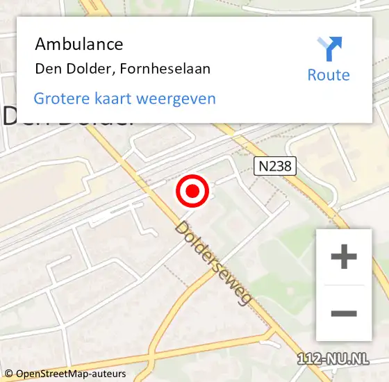 Locatie op kaart van de 112 melding: Ambulance Den Dolder, Fornheselaan op 6 februari 2016 16:11