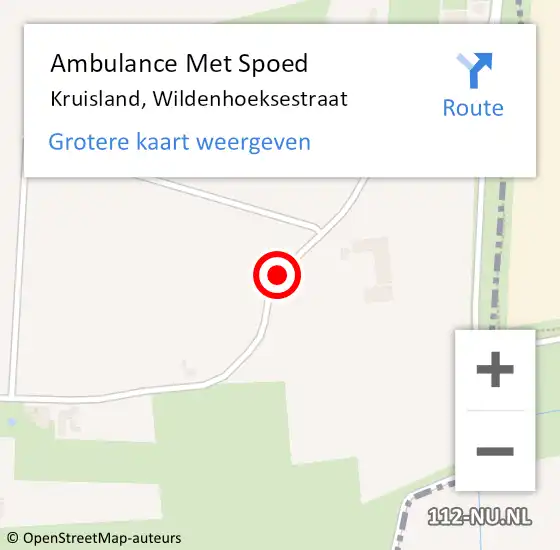 Locatie op kaart van de 112 melding: Ambulance Met Spoed Naar Kruisland, Wildenhoeksestraat op 6 februari 2016 16:22