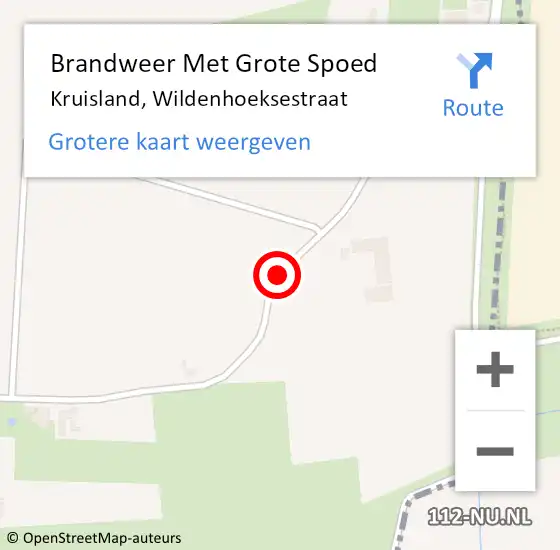 Locatie op kaart van de 112 melding: Brandweer Met Grote Spoed Naar Kruisland, Wildenhoeksestraat op 6 februari 2016 16:22