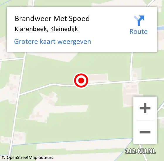 Locatie op kaart van de 112 melding: Brandweer Met Spoed Naar Klarenbeek, Kleinedijk op 5 december 2013 14:14