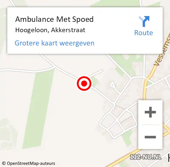 Locatie op kaart van de 112 melding: Ambulance Met Spoed Naar Hoogeloon, Akkerstraat op 6 februari 2016 17:06