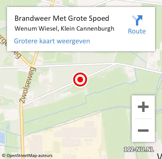 Locatie op kaart van de 112 melding: Brandweer Met Grote Spoed Naar Wenum Wiesel, Klein Cannenburgh op 6 februari 2016 17:17