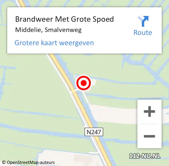 Locatie op kaart van de 112 melding: Brandweer Met Grote Spoed Naar Middelie, Smalvenweg op 5 december 2013 14:16