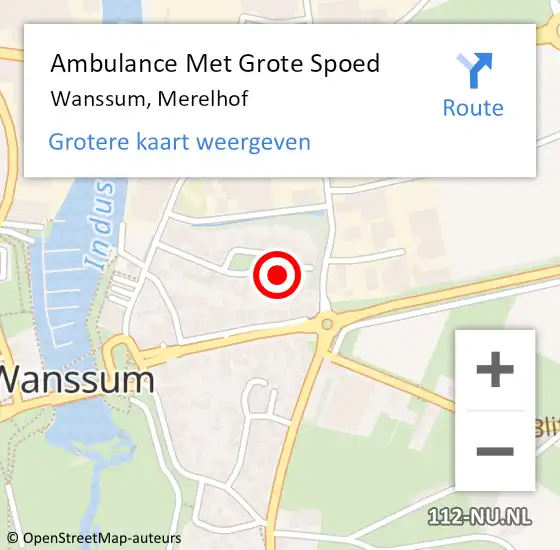 Locatie op kaart van de 112 melding: Ambulance Met Grote Spoed Naar Wanssum, Merelhof op 6 februari 2016 17:48