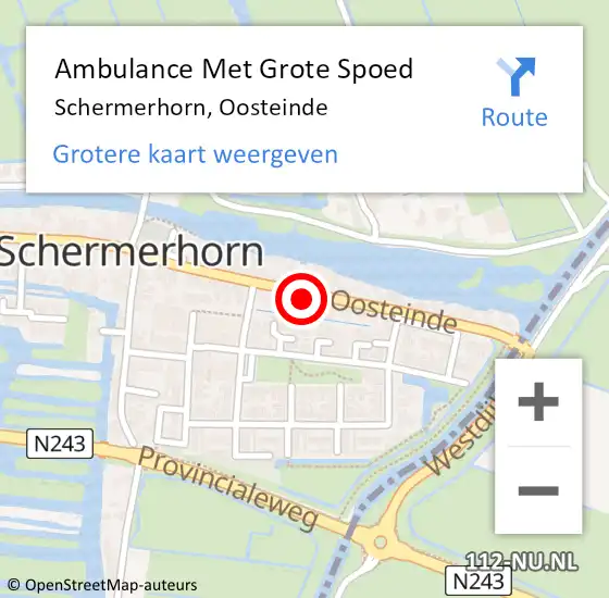 Locatie op kaart van de 112 melding: Ambulance Met Grote Spoed Naar Schermerhorn, Oosteinde op 6 februari 2016 18:12