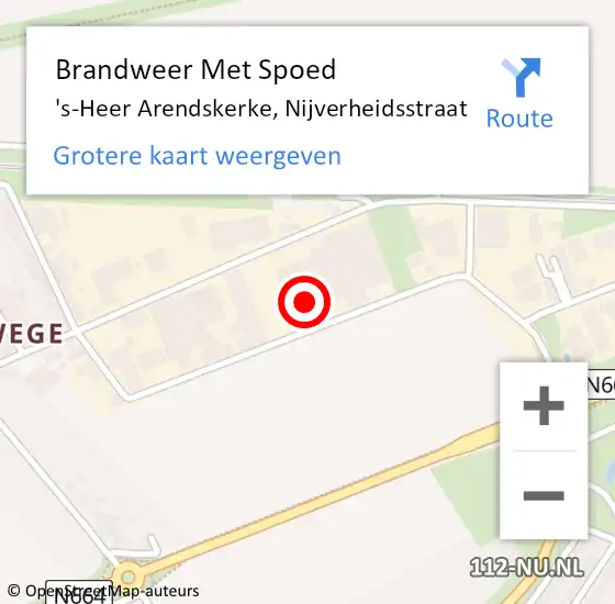 Locatie op kaart van de 112 melding: Brandweer Met Spoed Naar 's-Heer Arendskerke, Nijverheidsstraat op 5 december 2013 14:26