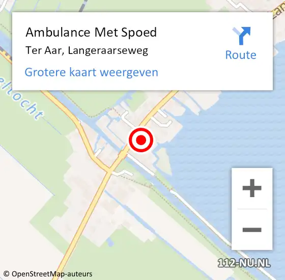 Locatie op kaart van de 112 melding: Ambulance Met Spoed Naar Ter Aar, Langeraarseweg op 6 februari 2016 19:32