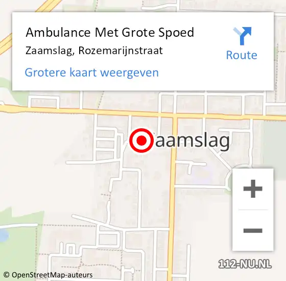 Locatie op kaart van de 112 melding: Ambulance Met Grote Spoed Naar Zaamslag, Rozemarijnstraat op 6 februari 2016 19:37