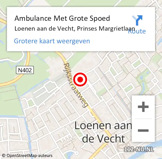 Locatie op kaart van de 112 melding: Ambulance Met Grote Spoed Naar Loenen aan de Vecht, Prinses Margrietlaan op 6 februari 2016 21:22