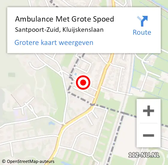Locatie op kaart van de 112 melding: Ambulance Met Grote Spoed Naar Santpoort-Zuid, Kluijskenslaan op 6 februari 2016 21:24