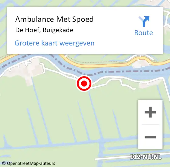 Locatie op kaart van de 112 melding: Ambulance Met Spoed Naar De Hoef, Ruigekade op 6 februari 2016 21:29