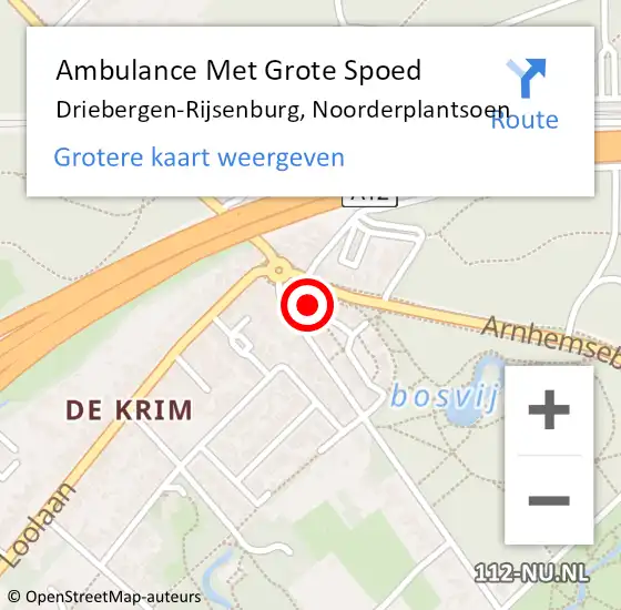 Locatie op kaart van de 112 melding: Ambulance Met Grote Spoed Naar Driebergen-Rijsenburg, Noorderplantsoen op 6 februari 2016 21:32