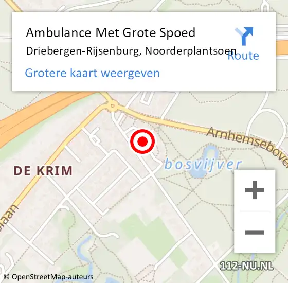 Locatie op kaart van de 112 melding: Ambulance Met Grote Spoed Naar Driebergen-Rijsenburg, Noorderplantsoen op 6 februari 2016 21:35