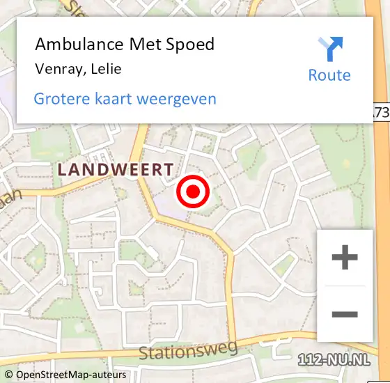 Locatie op kaart van de 112 melding: Ambulance Met Spoed Naar Venray, Lelie op 6 februari 2016 21:53