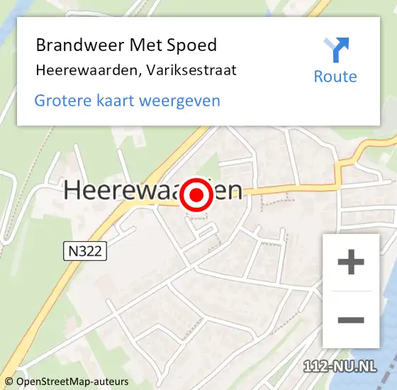 Locatie op kaart van de 112 melding: Brandweer Met Spoed Naar Heerewaarden, Variksestraat op 5 december 2013 14:37