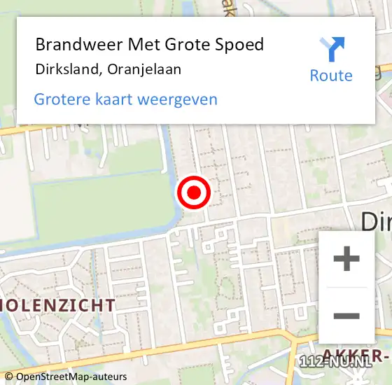 Locatie op kaart van de 112 melding: Brandweer Met Grote Spoed Naar Dirksland, Oranjelaan op 5 december 2013 14:37