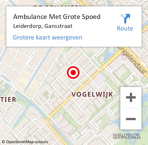 Locatie op kaart van de 112 melding: Ambulance Met Grote Spoed Naar Leiderdorp, Gansstraat op 6 februari 2016 22:36