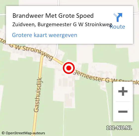 Locatie op kaart van de 112 melding: Brandweer Met Grote Spoed Naar Zuidveen, Burgemeester G W Stroinkweg op 6 februari 2016 23:15